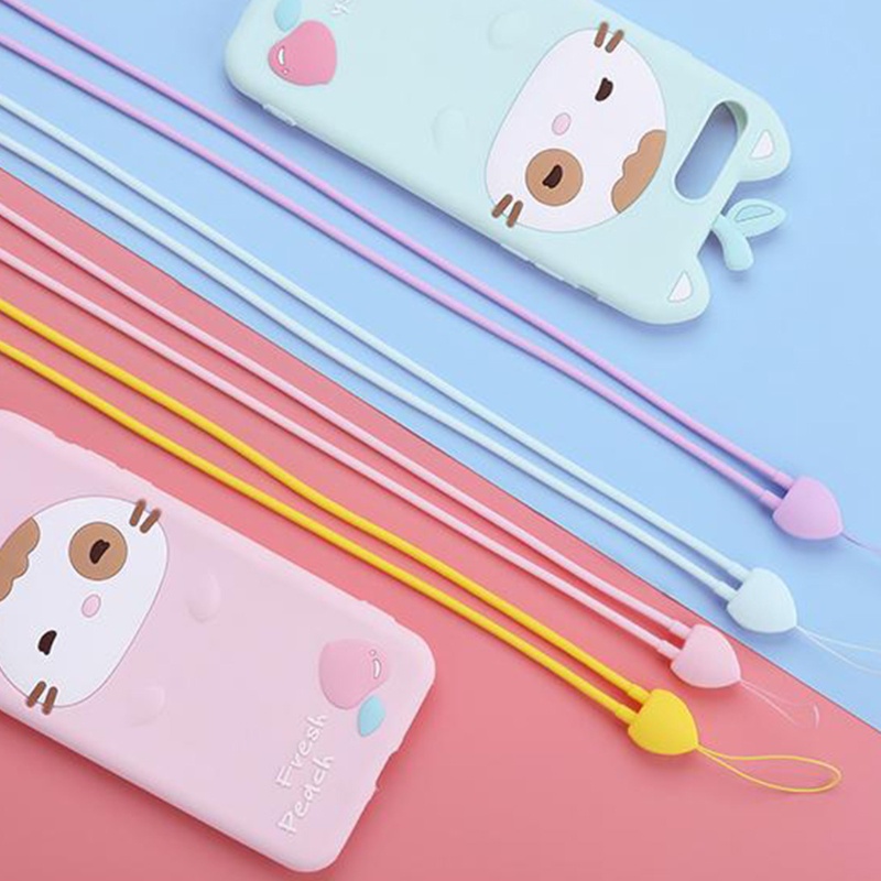 Dây Đeo Silicon Màu Trơn 42cm Có Thể Điều Chỉnh Cho Điện Thoại / Tai Nghe Không Dây