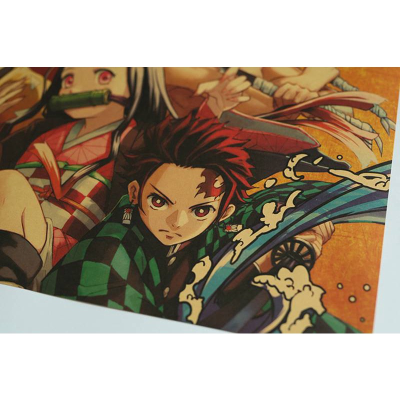 Poster trang trí hình anime Demon Slayer "Tanjirou Nezuko Zenitsu Inosuke" 50.5x35cm