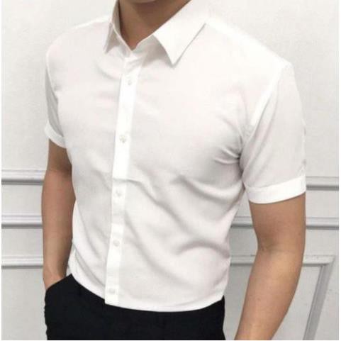 Áo sơ mi nam tay ngắn ZARA màu TRẮNG vải cotton lụa cao cấp chống nhăn - SOÁI CA VĂN PHÒNG