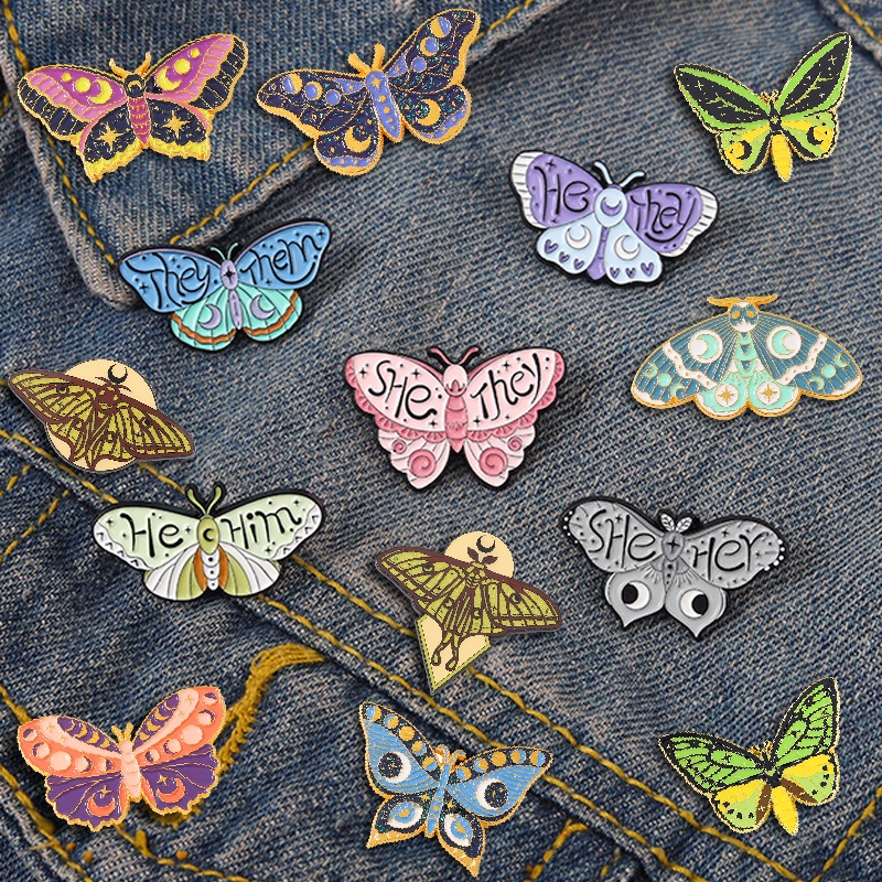 Trâm Cài Áo Kim Loại Tráng Men Hình Bướm Nhiều Màu Cá Tính