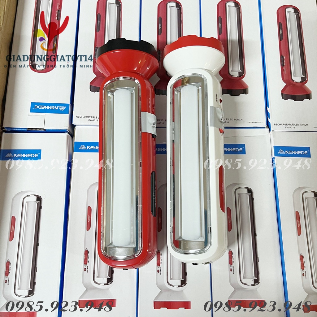 Đèn Pin sạc KENNEDE KN4316 Loại 1 - Đèn to, Siêu sáng, Pin bền, 2 đèn trong 1 (Bóng LED)-Lỗi 1 đổi 1-BH 6 tháng