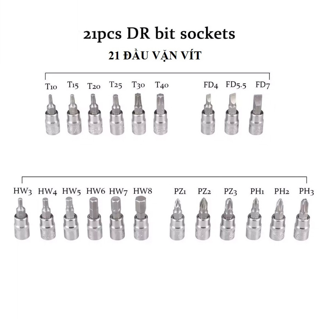Bộ Dụng Cụ Mở Bu Lông Ốc Vít Đa Năng 46 Chi Tiết (Hàng Loại 1)