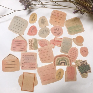 25 Sticker decal giấy kraft Watercolor vintage trang trí scrapbook/ bullet journal