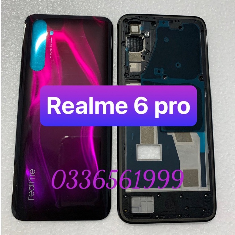 bộ vỏ Realme 6 pro (gồm lưng,sườn,benzen,phím)