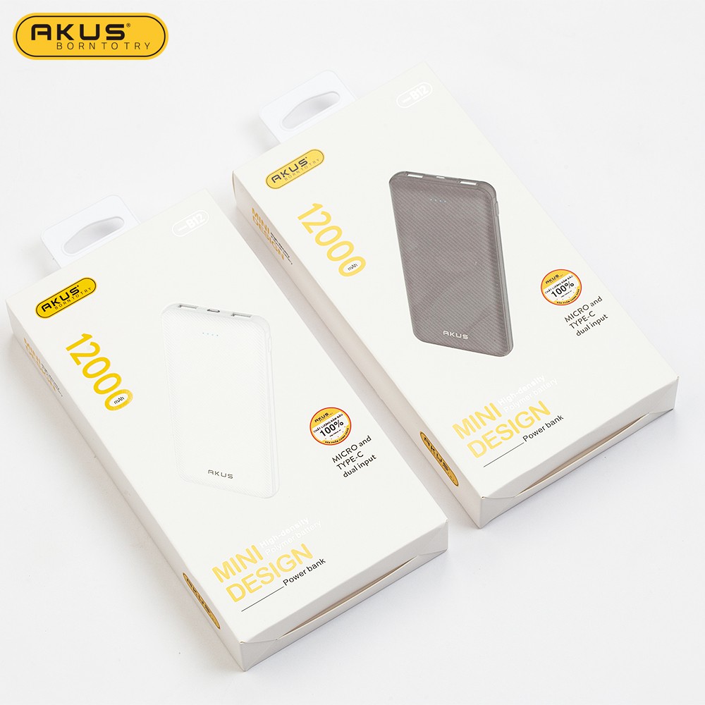 [ Bảo Hành 1 Năm ] Pin dự phòng 12.000mAh AKUS - B12