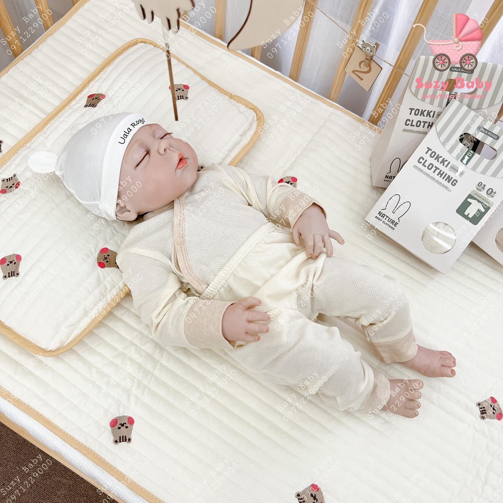 UALA ROGO -Bộ sơ sinh cài chéo Organic cotton