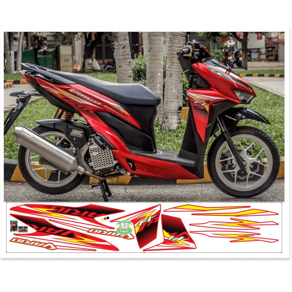 ( Quí khách vui lòng mang ra tiệm cho thợ dán ) Tem vario 150 đỏ tuấn decal