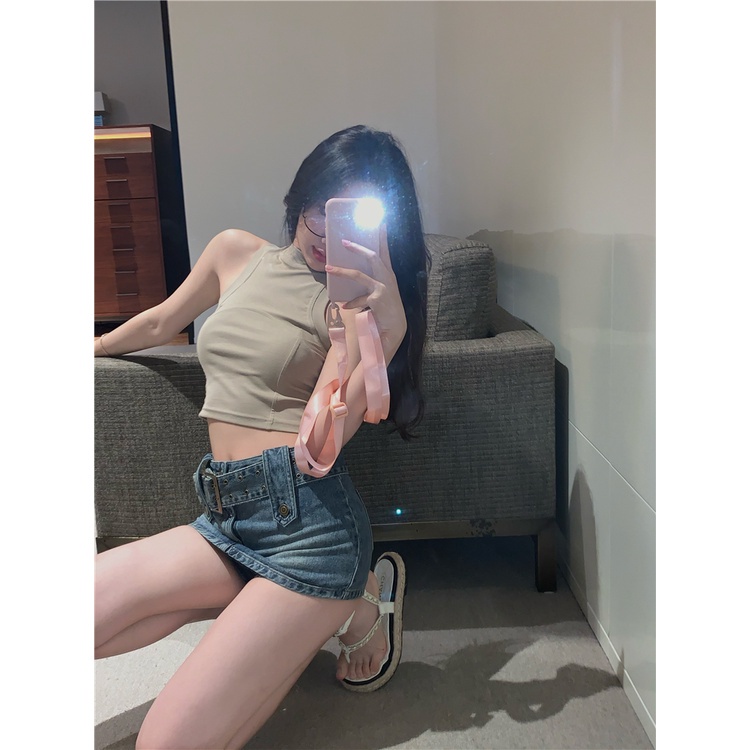 COZOK Áo croptop sát nách ôm dáng quyến rũ cho nữ