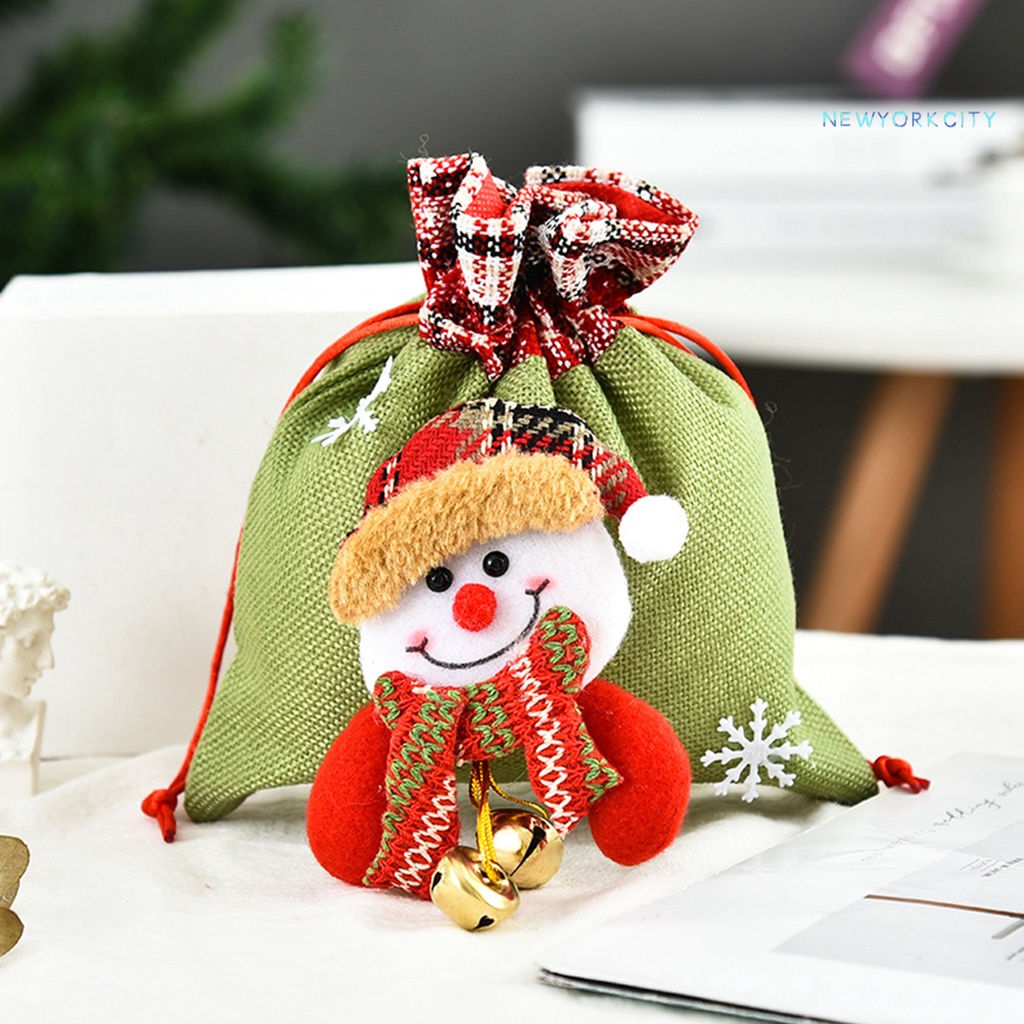 Túi dây rút đựng kẹo hình búp bê Giáng Sinh