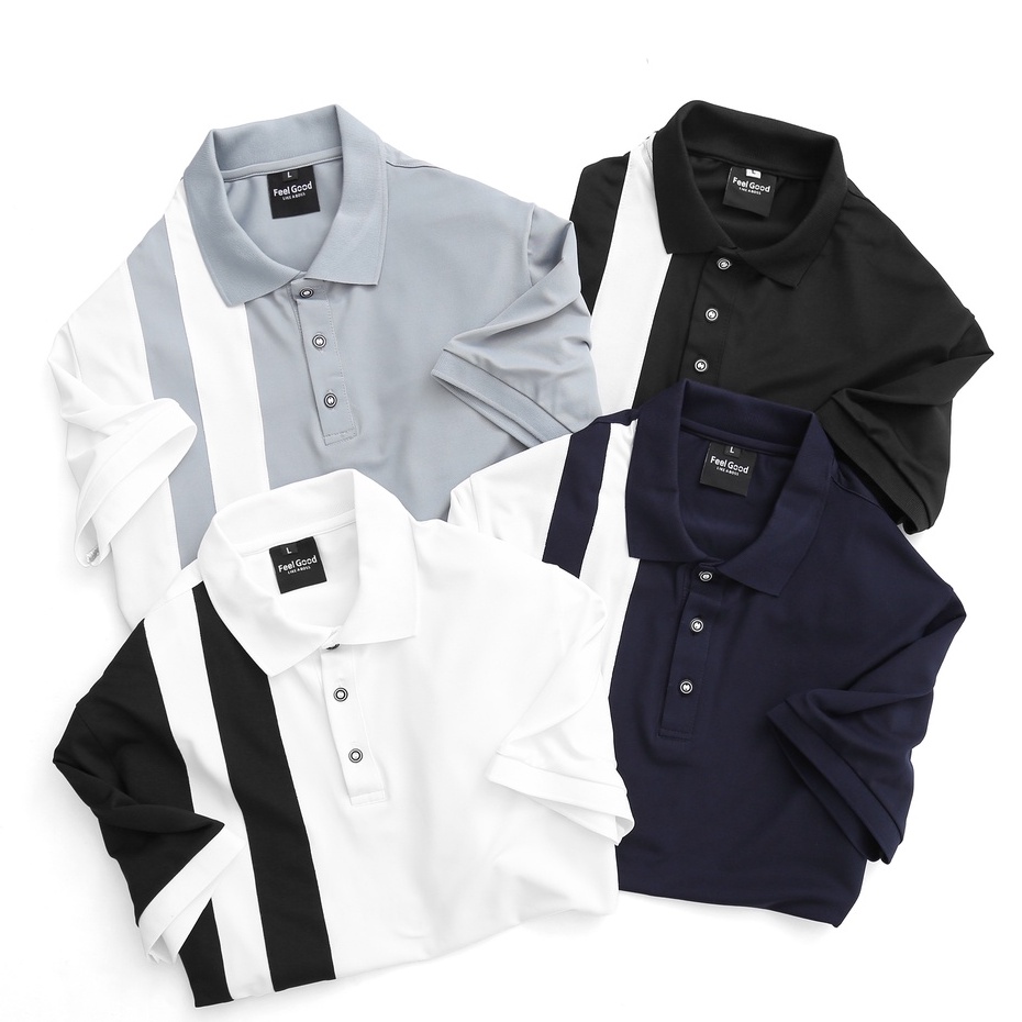 Áo Polo Nam FEEL GOOD có cổ bẻ KẺ SỌC 4 màu cao cấp đẹp vải cá sấu trẻ trung thời trang năng động cá tính