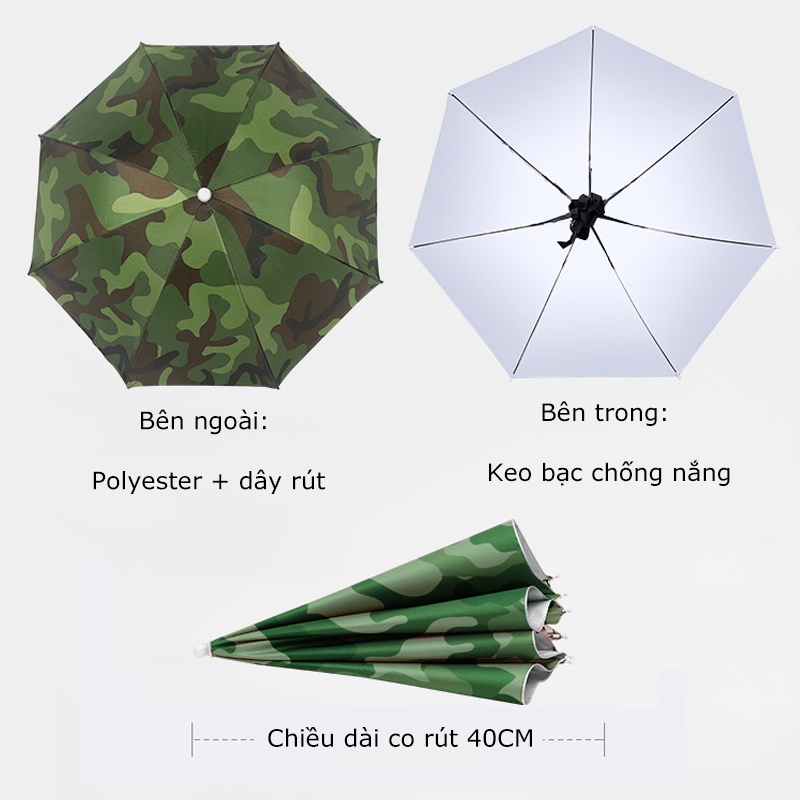 Dù Đội Đầu Cỡ Lớn Che Nắng Tiện Dụng Cho Câu Cá dù đội đầu gấp gọn tiện lợi tránh nắng mưa độc đáo cá tính dành cho nam và nữ Dù Che Nắng Chống Tia Mũ gắn dù che nắng chống tia UV di động thông dụng cho hoạt động ngoài trời Dù Ninja che mưa chống nắng
