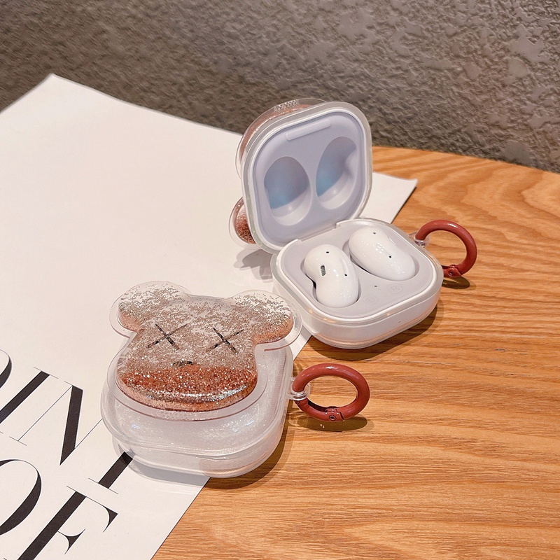 Vỏ Bảo Vệ Hộp Sạc Tai Nghe Samsung Galaxy Buds 2 / Buds Live / Buds FE / Buds 2 Pro / Buds Pro Trong Suốt Hình Chú Gấu Cho Buds2 Pro 3D Dễ Thương Kèm Vòng Nhẫn Tiện Dụng