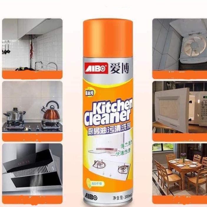Bình xịt bọt tuyết tẩy rửa siêu sạch mầu cam kitchen cleaner nhà bếp 500ml