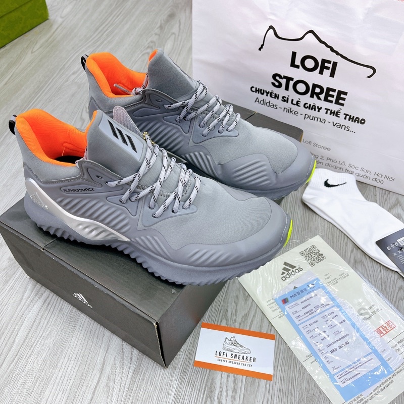 Giày thể thao giày sneaker Alpha bounce xám đế xanh hàng cao cấp