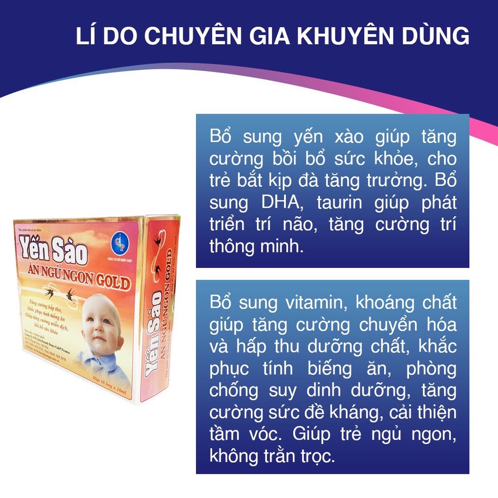 Siro Yến Sào Ăn Ngủ Ngon Gold G&P | Yến sào Mummum GP - Giúp bé ăn ngon miệng, bồi bổ sức khỏe, tăng cường hệ miễn dịch