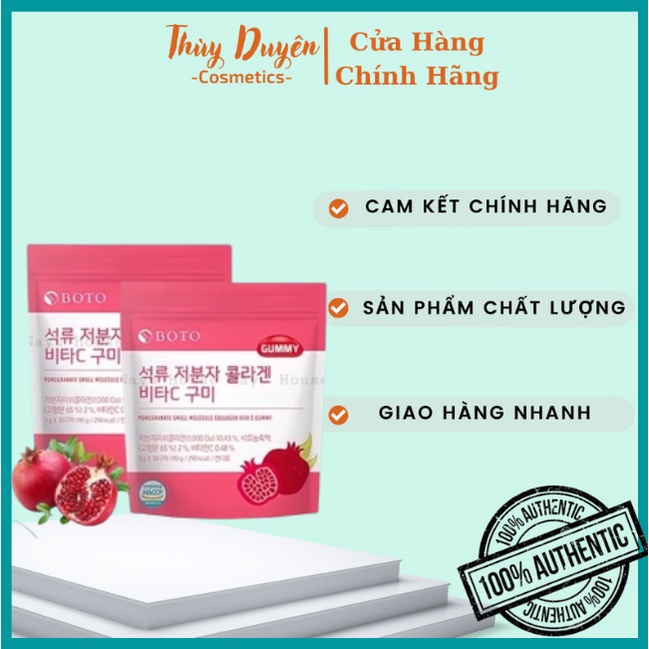 Kẹo Dẻo Collagen Hàn Quốc Vị Lựu Dưỡng Da Sáng Mịn- Boto Collagen Gummy