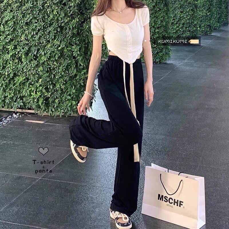 Quần lưng thun phối dây rút thời trang hot hit