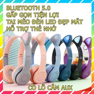 Tai Nghe Chụp Tai Mèo không Dây Bluetooth Dễ Thương Có Mic Âm Bass Mạnh Mẽ Và Dung Lượng Pin Khủng 400mAh BH 12 Tháng