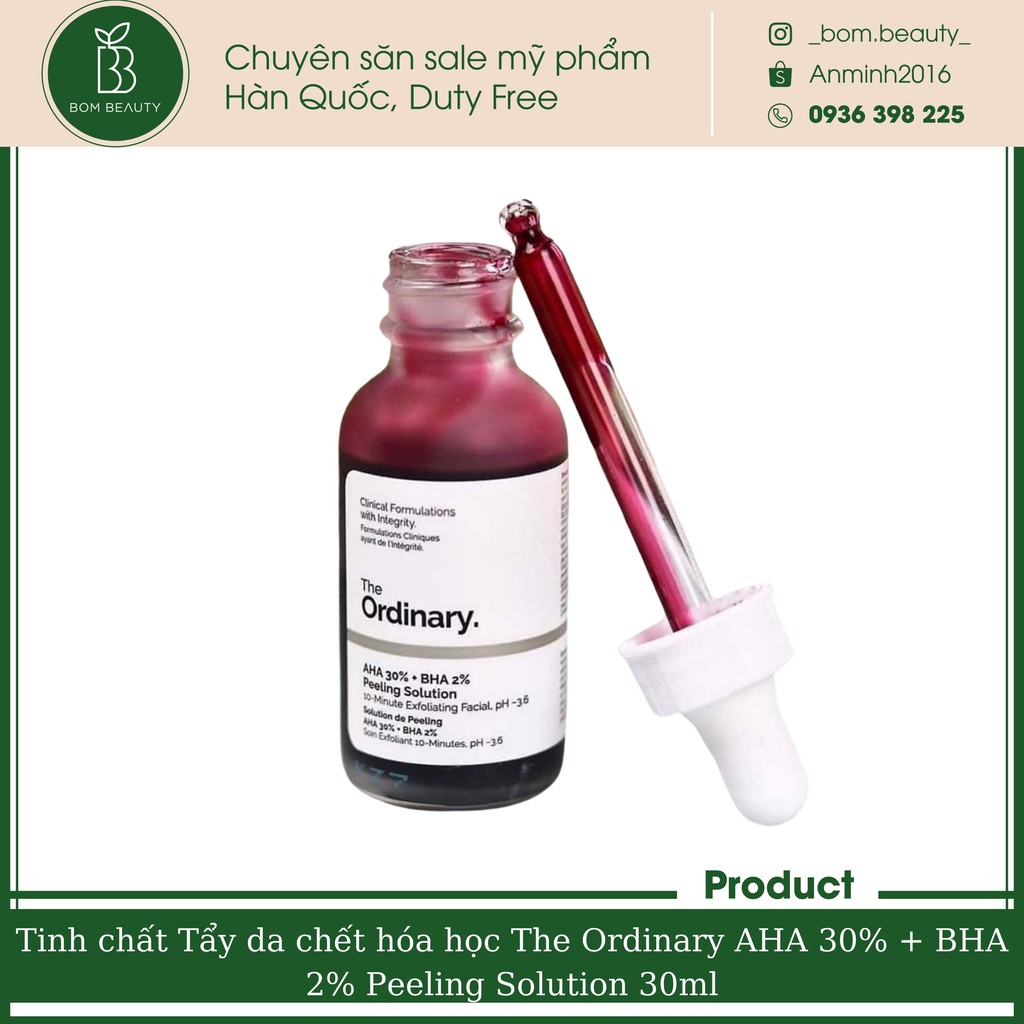 Tinh chất Tẩy da chết hóa học (Peel) The Ordinary AHA 30% + BHA 2% Peeling Solution 30ml