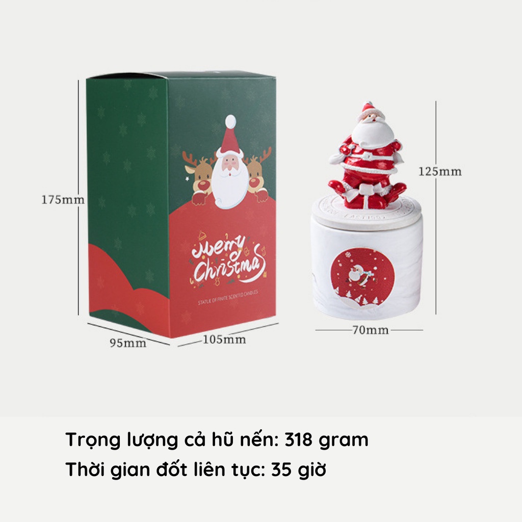 Nến Thơm Phòng Noel Candle Cup Sáp Thơm Tinh Dầu Thiên Nhiên Không Khói Christmas NEN20