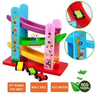 Đồ Chơi Gỗ,Đường Đua Ô Tô Siêu Tốc 3 Tầng Vui Nhộn Cho Bé