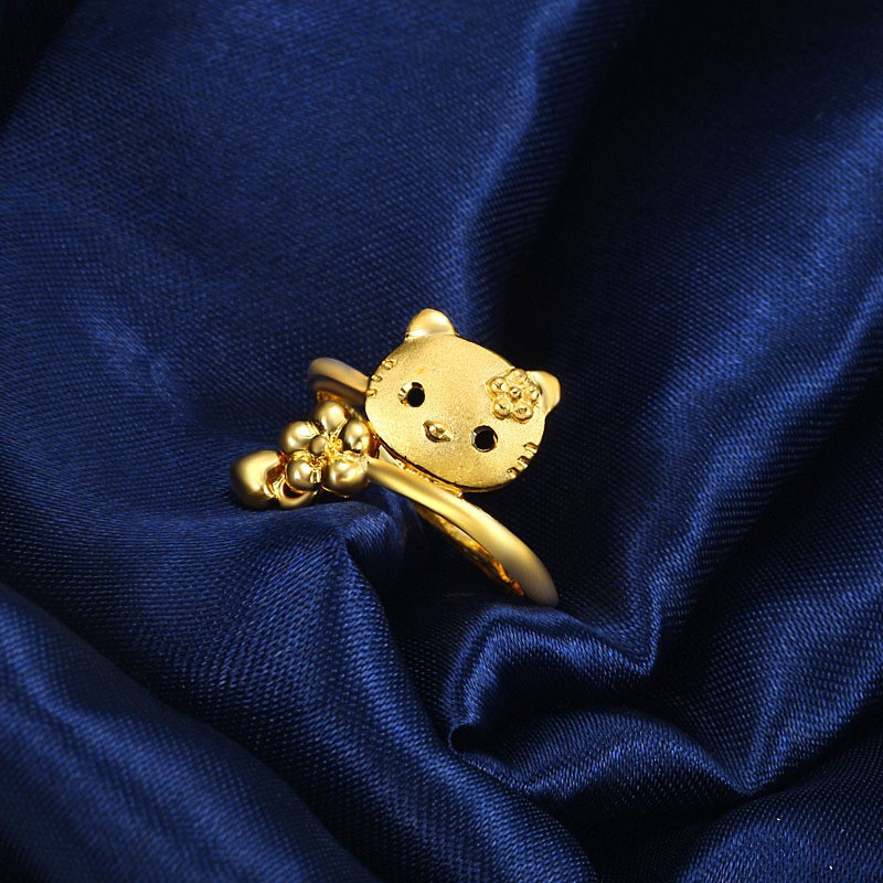 Nhẫn Hở Mạ Vàng Hình Mèo Hello Kitty 3d Sáng Tạo