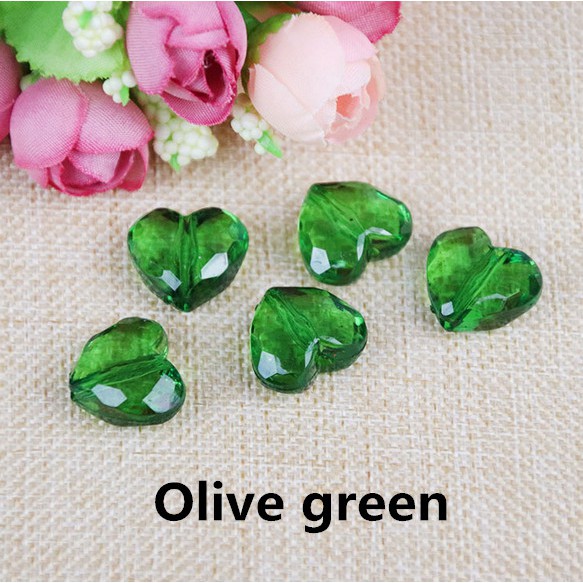 Bộ 10 Hạt Charm Trong Suốt Hình Trái Tim Dùng Làm Trang Sức DIY