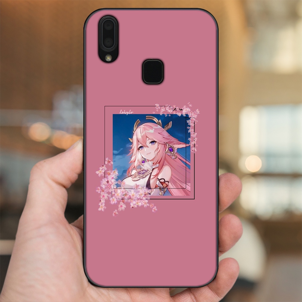 Ốp lưng Vivo Y91, Y95 viền đen in hình Yae Miko Genshin Impact