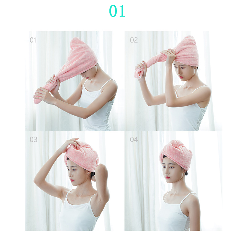 SUPO Depot ✨Super Absorbent Hair-drying Cap Dry Hair Hat Bath Towel Cover Thick Coral Velvet Soft Comfortable Fashionable Durable Plain Colour