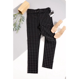 Quần dài HAVE sọc caro dáng ôm co giãm có 2 túi kèm belt lưng bảng to