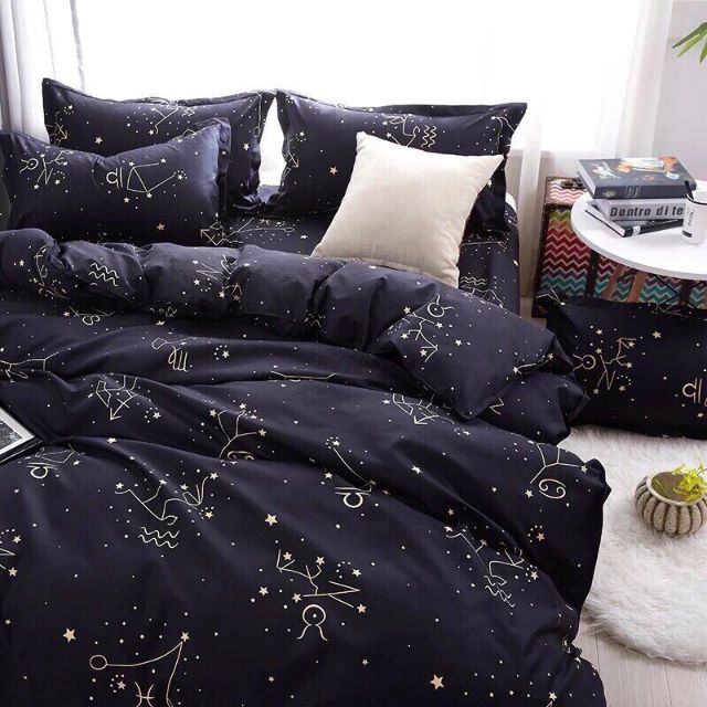 Sale 69k Bộ ga gối poly 1,6m Hạc hồng nền xanh