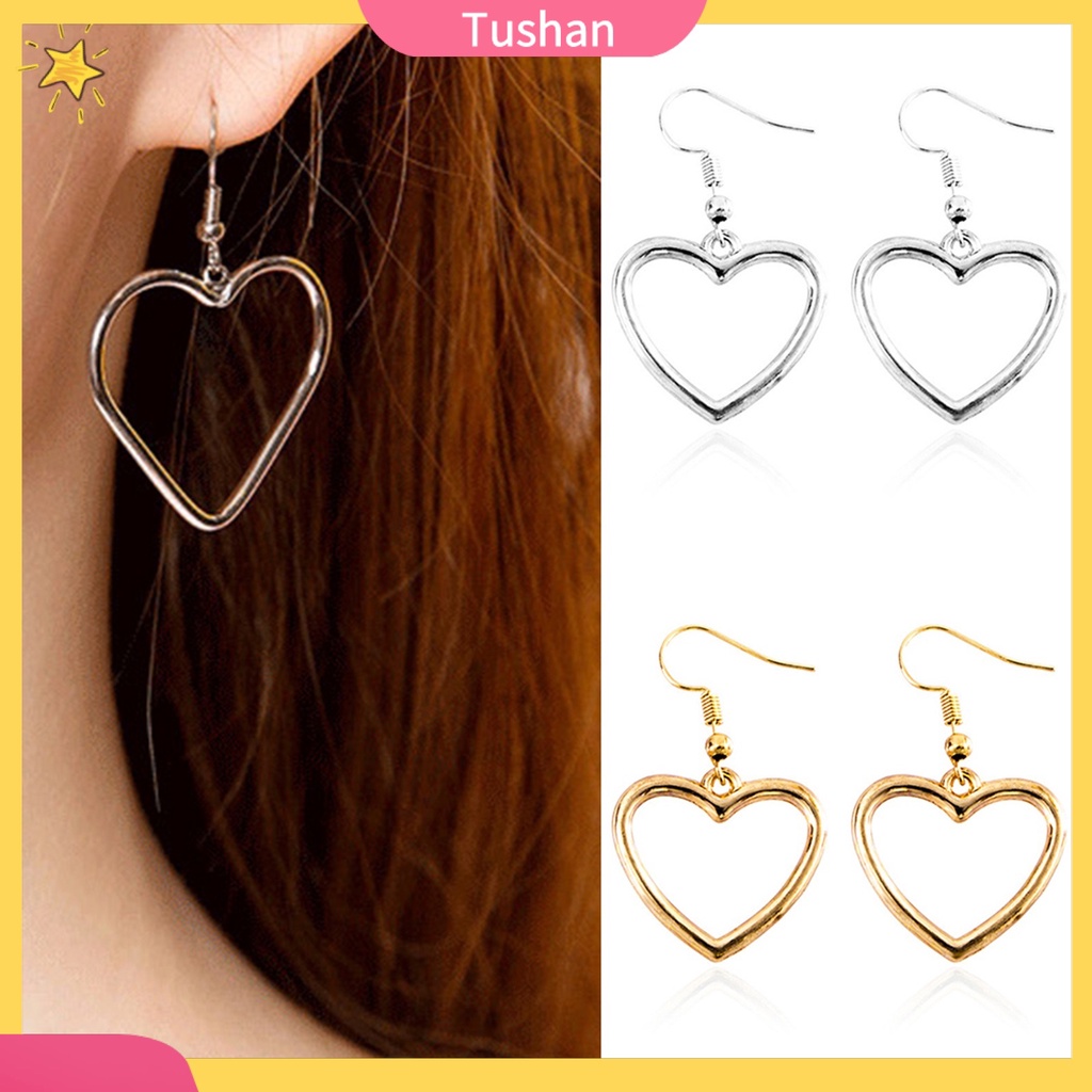 Hoa tai dáng dài hình trái tim xinh xắn cho nữ