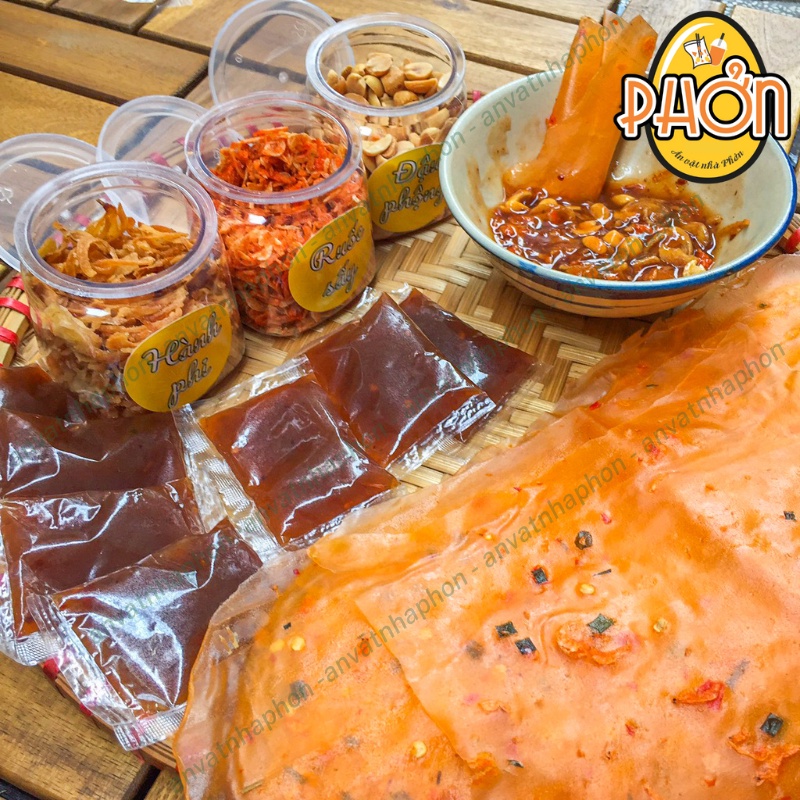 Combo bánh tráng dẻo tôm tứ vị chấm me, bánh tráng me siêu ngon - Ăn Vặt Nhà Phởn