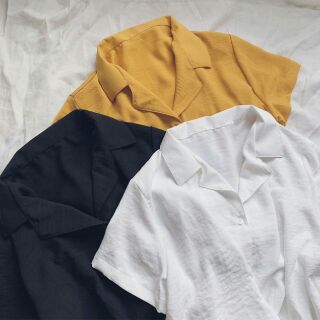 Áo sơ mi croptop cổ vest cột tà
