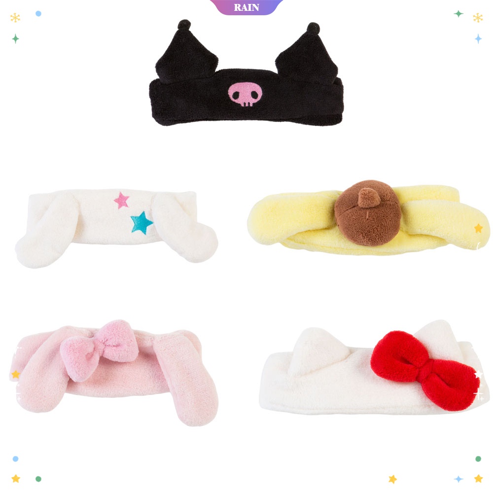SANRIO Băng Đô Nơ Lông Nhung San Hô Hình Cinnamoroll My Melody Kuromi Pom Pom Purin Dễ Thương Dùng Rửa Mặt [RAIN]
