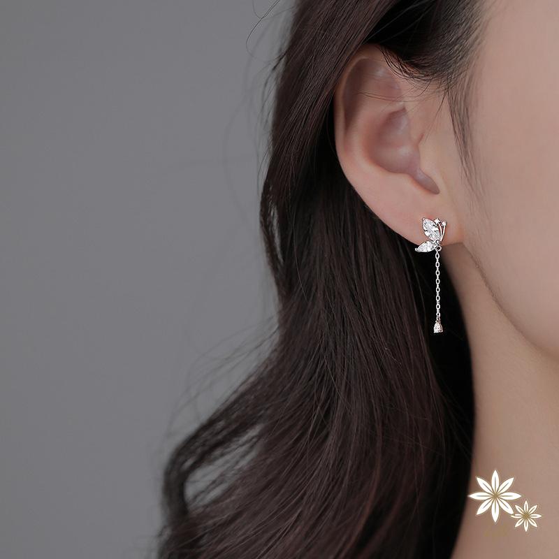 Khuyên Tai Tua Rua Hình Bướm Đính Đá Phong Cách Thời Trang