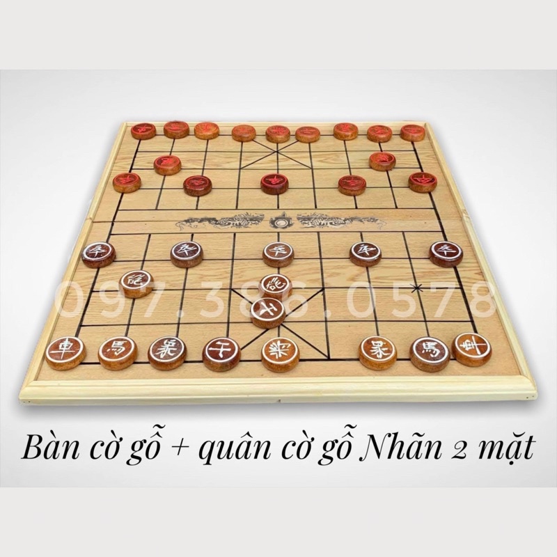 Bàn cờ tướng bằng gỗ cỡ LỚN gấp đôi có ngăn đựng quân cờ - bàn cờ tướng gỗ thông