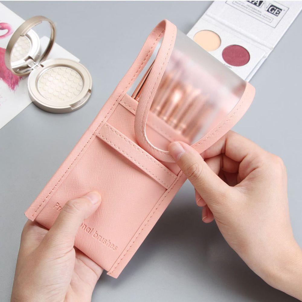 SOMEDAYZL Túi Đựng Cọ Trang Điểm Bằng Da Pu Màu Trơn Phong Cách Vintage