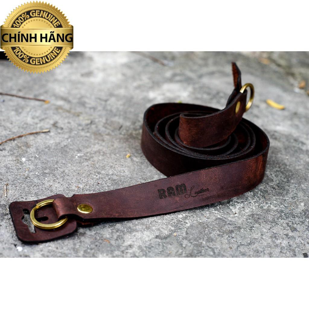 DÂY MÁY ẢNH FILM NÂU ĐẤT DA BÒ THẬT RAM A22 NÂU ĐẤT-CHÍNH HÃNG RAM LEATHER .