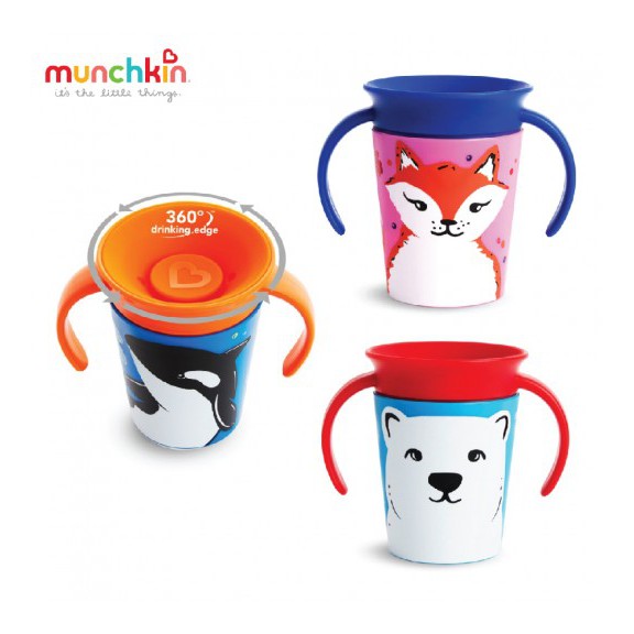 Cốc uống nước 360 độ Chống Đổ có tay cầm Deco Munchkin (177ML)