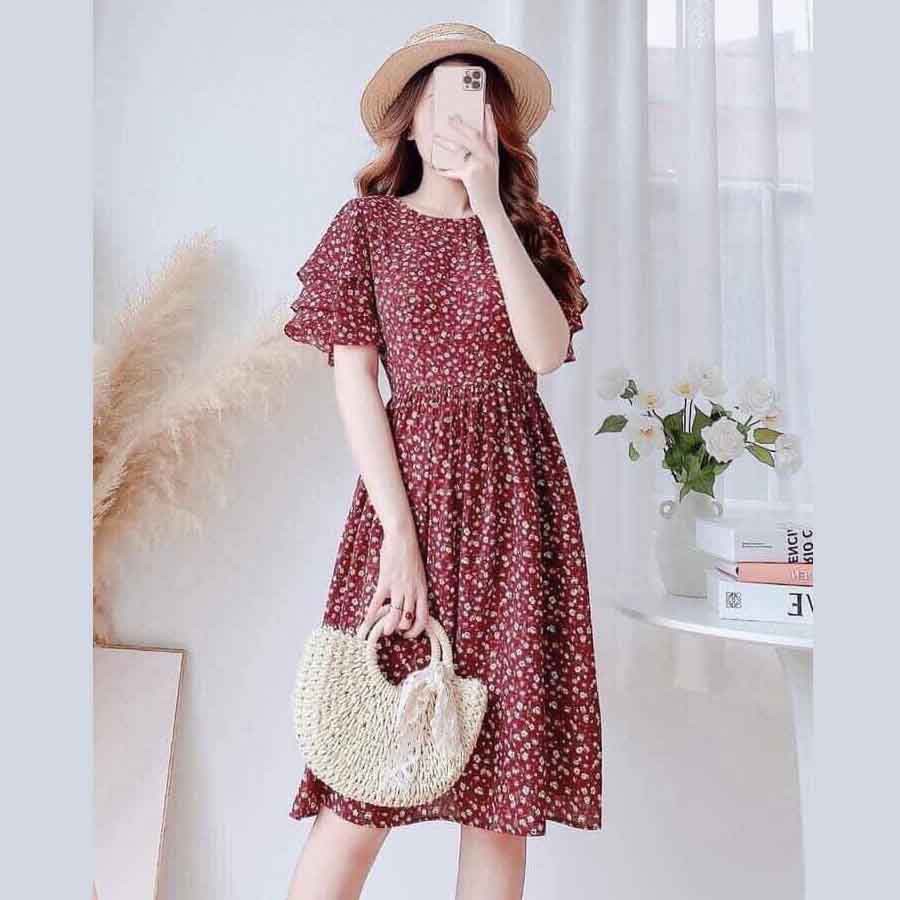 Váy hoa nhí Ulzzang dáng dài phối tay lỡ cánh tiên chất voan cát dày mềm mịn Đầm hoa nhí phong cách Vintage (hàng sẵn!!) | BigBuy360 - bigbuy360.vn