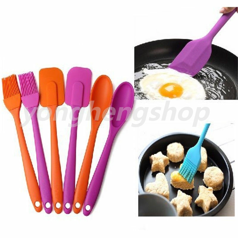 Set 3 Muỗng Silicon Trộn Kem Làm Bánh Màu Sắc Ngẫu Nhiên