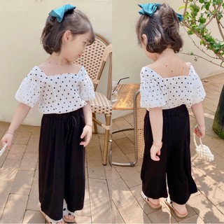 Bộ bé gái áo bi quần ống sớ siêu xinh