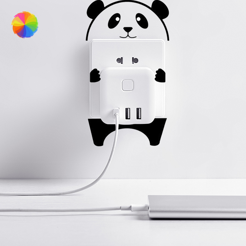 Miếng Dán Trang Trí Công Tắc Hình Gấu Trúc Dễ Thương Xinh Xắn