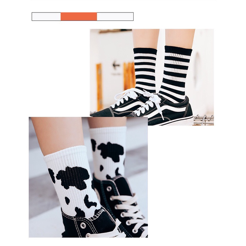 Tất Cổ Cao Nam/ Nữ ERASHOP 077854 - Hoạ Tiết Bò Sữa Dễ Thương, Hot Trend, Siêu Rẻ Đẹp