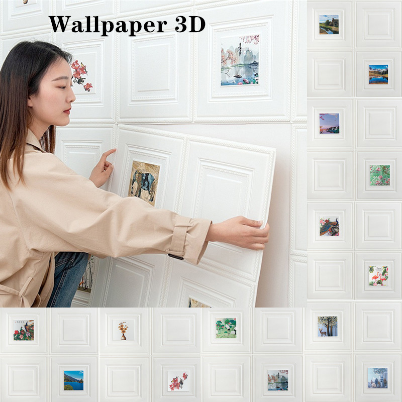 Miếng Dán Tường 3d Bằng Xốp Dày Dặn Chống Va Chạm Phong Cách Bắc Âu Trang Trí Nhà Trẻ / Phông Nền Tv