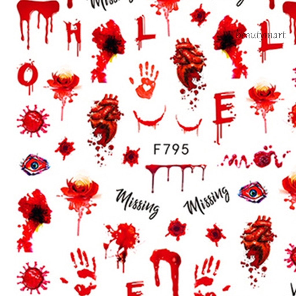 [Hàng mới về] 2 miếng dán trang trí móng tay hình vết sẹo máu kinh dị độc đáo cho nữ