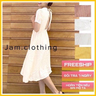 Váy hoa nhí babydoll nữ dài dáng xòe xẻ lưng jam- váy hoa ulzzang tiểu thư - váy babydoll vải hoa xi