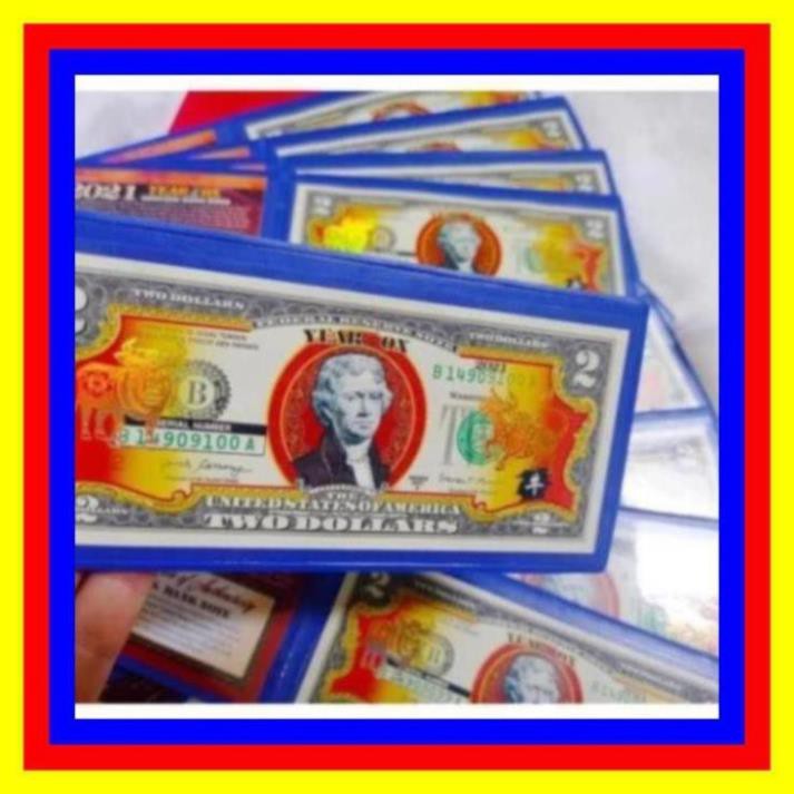 Bộ Tiền 2 USD In Hình Trâu Mạ Vàng Lì Xì Tết 2021