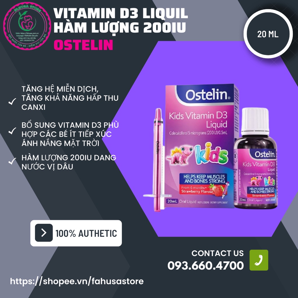 OSTELIN VITAMIN D LIQUID KIDS DẠNG NƯỚC CỦA ÚC 20ML DATE 2025